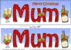 Large DL Merry Christmas MUM with Champagne 3D decoupage