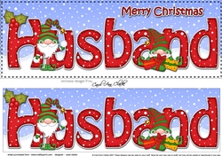 Large DL Merry Christmas HUSBAND 3D decoupage with Gnome insert