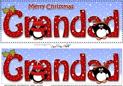 Large DL Merry Christmas GRANDAD 3D decoupage with Penguins