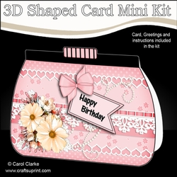 3D Shaped Card Kit - A Touch of Elegance Flowers, Lace & Pearls Clutch Bag