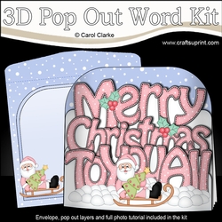3D Pop Out Christmas Word Card Kit - Merry Christmas TO YOU ALL with Santa