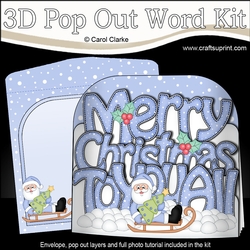 3D Pop Out Christmas Word Card Kit - Merry Christmas TO YOU ALL with Santa