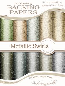 'metallic Swirls Embossed' Backing Papers Kit