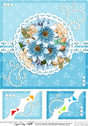 A Touch of Elegance Flowers, Pearls and Lace 8 x 8 Scalloped Corner Topper