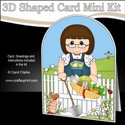 3D Shaped Card Kit - In the Garden - Lady has picked the Veggies