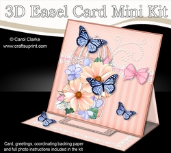 3D Easel Card Mini Kit - Pretty Floral Birdcage with Butterflies