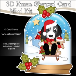 3D Shaped Christmas Snow Globe Card Kit - Little Springer Spaniel Dog