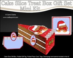 3D Christmas Cake Slice Treat Box Gift Set Mini Kit - Bobbin Robin is Snowballing