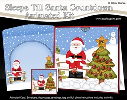 3D Animated Sleeps Till Santa Christmas Tree Countdown Card Kit - Santa