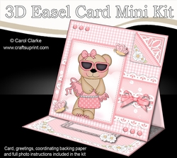 3D Easel Card Mini Kit - Pretty in Pink - Livvy Bear is going Shopping