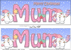 Large DL Merry Christmas MUM 3D decoupage with Snowball Sam