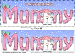 Large DL Merry Christmas MUMMY 3D decoupage with Snowball Sam 