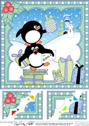 Christmas Penguin 8 x 8 Scalloped Corner Topper