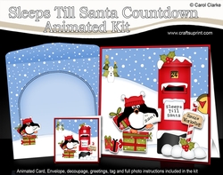 3D Animated Sleeps Till Santa Christmas Postbox Countdown Card Kit - Cute Penguin has a Letter for Santa