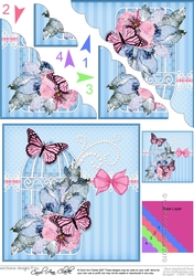 Pretty Flowers & Butterfly Birdcage Scalloped Corner Stacker