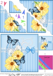 Pretty Flowers & Butterfly Birdcage Scalloped Corner Stacker