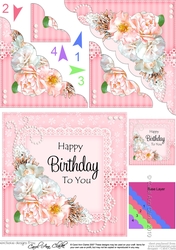 A Touch of Elegance Birthday Flowers Pearls and Lace Scalloped Corner Stacker