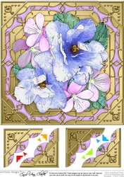 8 x 8  Pretty Flowers on Gold Frame Scalloped Corner Topper 