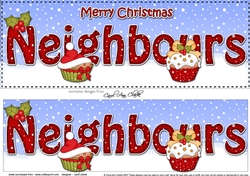 Large DL Merry Christmas NEIGHBOURS 3D decoupage with Cupcakes