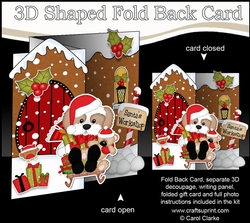 3D Shaped No-Hole Fold Back Christmas Card Kit - Little Cavachon Dog