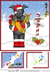 8 x 8 Christmas Scalloped Corner Topper - Hamish Scottie Dog