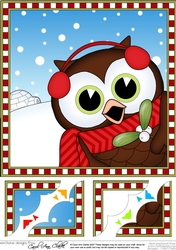 8 x 8 Scalloped Corner Topper - Cute Fun Little Hoot Owl