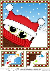 8 x 8 Scalloped Corner Topper - Cute Fun Little Hoot Owl