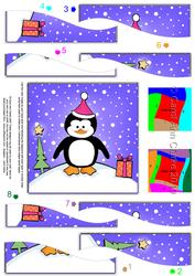 Cute Xmas Penguin Quick Card with Wavy Spiral Side Stacker