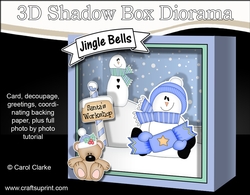 3D Christmas Diorama Shadow Box Card Mini Kit - Snowman Rio has an Xmas Cracker