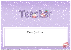 Large DL Merry Christmas TEACHER insert with Cupcakes