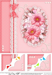 A Touch of Elegance Flowers, Pearls and Lace 8 x 8 Scalloped Corner Topper