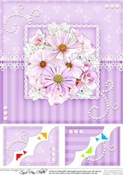 A Touch of Elegance Flowers, Pearls and Lace 8 x 8 Scalloped Corner Topper
