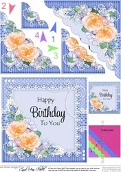 A Touch of Elegance Birthday Flowers Pearls and Lace Scalloped Corner Stacker