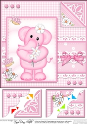 8 x 8 Lola Elephant & Lace Scalloped Corner Topper
