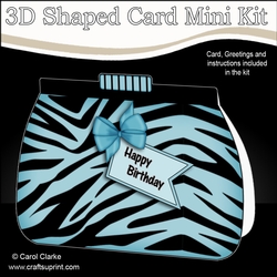 3D Shaped Card Kit - Pretty Zebra Print Clutch Bag