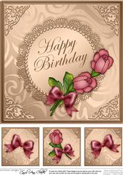 Roses and Metallic Lace 8 x 8 Quick Card Topper