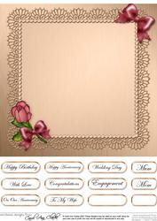 Roses and Metallic Lace Matching 8 x 8 Insert Panel and Gree