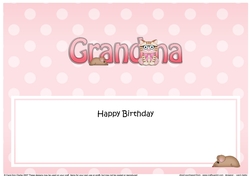 Large DL Happy Birthday GRANDMA insert with Cute Little Cat