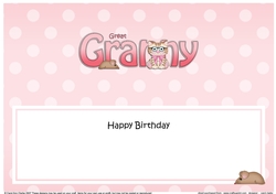Large DL Happy Birthday GREAT GRANNY insert with Cute Little Cat