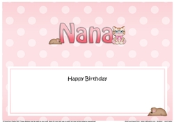 Large DL Happy Birthday NANA insert with Cute Little Cat