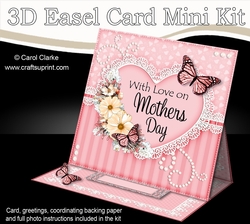 3D Easel Card Mini Kit - A Touch of Elegance Mothers Day - Flowers, Heart Lace, Butterflies & Pearls
