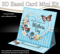 3D Easel Card Mini Kit - A Touch of Elegance Mothers Day - Flowers, Heart Lace, Butterflies & Pearls