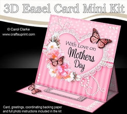 3D Easel Card Mini Kit - A Touch of Elegance Mothers Day - Flowers, Heart Lace, Butterflies & Pearls