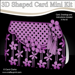 3D Shaped Card Kit - Pretty Daisy & Dots Fold Over Clutch Bag