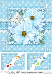A Touch of Elegance Flowers, Pearls and Lace 8 x 8 Scalloped Corner Topper