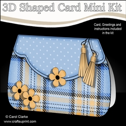 3D Shaped Card Kit - Pretty Tartan & Polka Dot Fold Over Clutch Bag