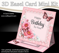 3D Easel Card Mini Kit - A Touch of Elegance Birthday - Flowers, Lace, Butterflies & Pearls