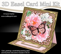 3D Easel Card Mini Kit - Butterfly & Flowers on Gold Frame