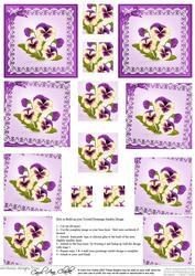 Pansies on Butterfly Lace Twisted Pyramage Sheet