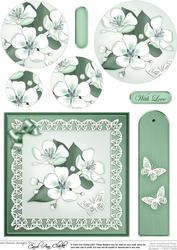 Apple Blossom Quick Card with Circle Pyramage Topper